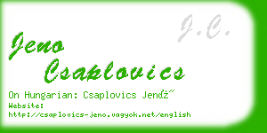 jeno csaplovics business card